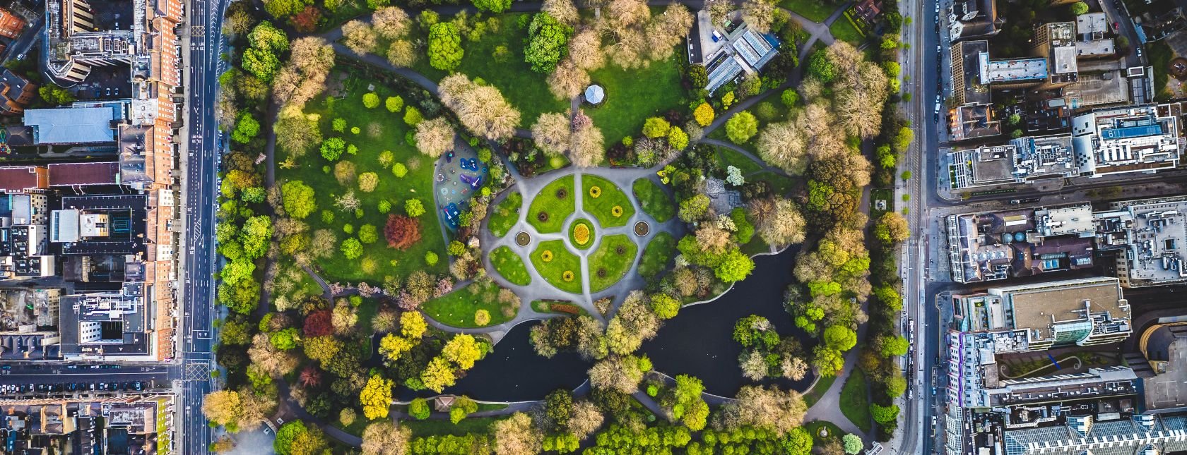 Visão aérea de parque em dublin