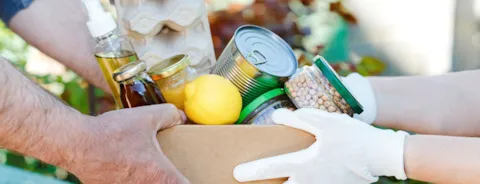 Donation box with various food to reduce food waste